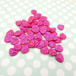 Rose Petal Beads 8x7mm Opalescent Neon Pink