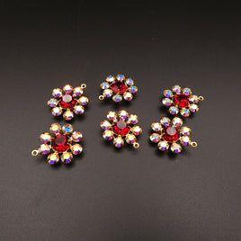 Swarovski Rhinestone Flower Pendant with loop 20mm Crystal AB and Siam