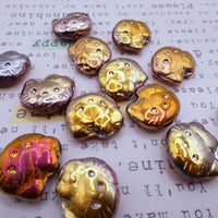 Czech Hello Kitty Glass Beads 19x18mm Crystal Rose Gold Capri 2X