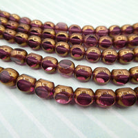 Czech Glass Tri-cut Beads 8mm Transparent Amethyst with Gold Edge