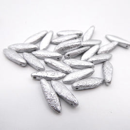 Czech Glass Daggers 16x5mm Etched Alluminium Silver