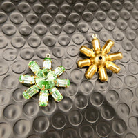 Swarovski Rhinestone Sunburst Pendant with loop 27mm Peridot Uranium