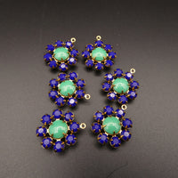 Swarovski Rhinestone Flower Pendant with loop 20mm Navy Blue and Green