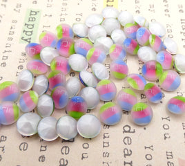 West German Glass Round Cabochon 9mm (40ss) Rainbow Moonstone