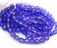 Czech Fire Polish Beads 6mm Sapphire Amethyst