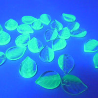 Czech Apple Leaf Glass Beads 18x13mm Crystal Opal Aqua