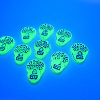 Czech Glass Sugar Skull Beads 20x17mm Transparent Yellow Matte Light Blue Lined