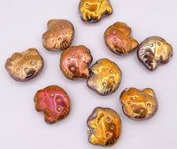 Czech Hello Kitty Glass Beads 19x18mm Crystal Rose Gold Capri 2X