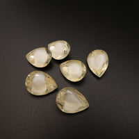 West German Faceted Glass Teardrop Cabochon 14x10mm White Givre