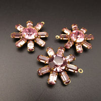 Flower Pendant 30mm with Vintage Swarovski Crystals Light Amethyst