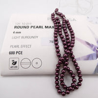 Preciosa Round Pearl Maxima 4mm Pearl Effect Light Burgundy