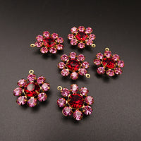 Swarovski Rhinestone Flower Pendant with loop 25mm Rose and Siam