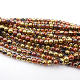 Czech Round Beads 6mm Jet California Gold Rush