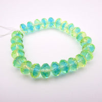 Czech Faceted Rondelle 9x6mm Green Blue
