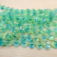 Czech Rhombus Glass Beads 11mm Green and Blue Uranium