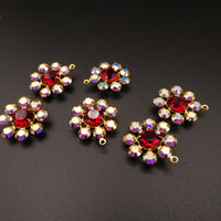 Swarovski Rhinestone Flower Pendant with loop 20mm Crystal AB and Siam