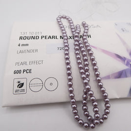 Preciosa Round Pearl Maxima 4mm Pearl Effect Lavender