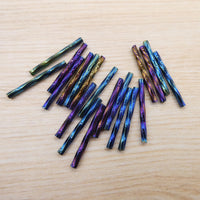 Czech Glass Twisted Bugle Beads 25mm Blue Iris