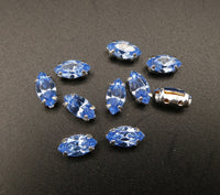Vintage Czech Glass Faceted Navettes in silver sew on setting 8x4mm Light Sapphire (Copy)