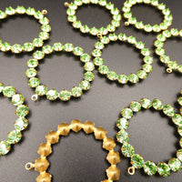 Swarovski Rhinestone Hoop Pendant with loop 30mm Peridot Uranium