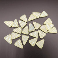 Czech Glass Triangle Beads 20x12mm Transparent Yellow Matte AB Pattern Uranium