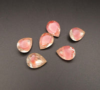 West German Faceted Glass Teardrop Cabochon 14x10mm Rose Givre