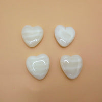 Czech Pressed Heart Glass Beads 24x22mm Opaline Lemon Striped Uranium