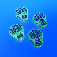 Czech Glass Sugar Skull Beads 20x17mm Transparent Yellow Matte Pink Lined