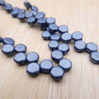 Honeycomb Beads 6mm Metallic Suede Denim