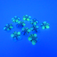 Czech Glass Flower Pressed Glass Beads 14x12 mm Yellow Blue Matte Copper Lined Uranium
