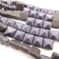 Czech Glass Two Hole Pyramid Beads 12mm Jet Lagoon Matte