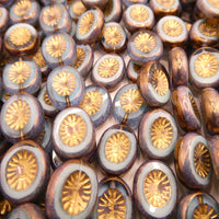 Table Cut Kiwi Beads 14x10mm Copper Lined Transparent Aqua Brass