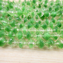 Czech Glass Turbine Beads 8mm Clear & Green