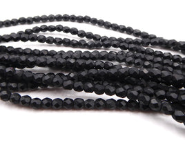 Czech Fire Polish Beads 3mm Matte Jet