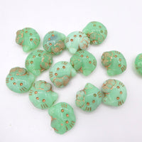 Czech Hello Kitty Glass Beads 19x18mm Opal Green Copper Lined