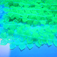 Czech Petunia Leaf Glass Beads 12x5mm Transparent Teal Uranium