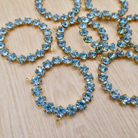 Swarovski Rhinestone Hoop Pendant with loop 30mm Aquamarine