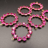 Swarovski Rhinestone Hoop Pendant with loop 25mm Fuchsia