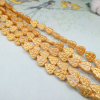 Czech Leaf Beads 10x8mm Honey Shimmer Milky White