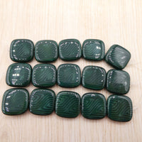 Czech Flat Square shape 16mm Mixed Green & Black