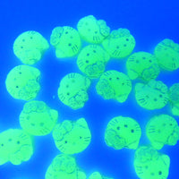Czech Hello Kitty Glass Beads 19x18mm Opal Green White Lined
