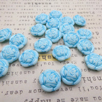 Czech Large Rose Glass Beads 18mm White Blue Lined