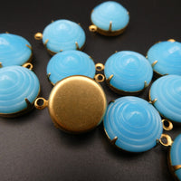Vintage Czech Glass Bullseye Cabochon in Setting