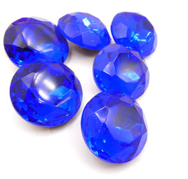 Vintage Czech Faceted Round 20mm Sapphire