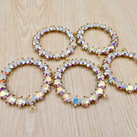 Swarovski Rhinestone Hoop Pendant with loop 30mm Crystal AB