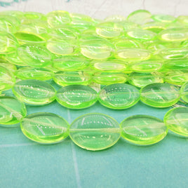 Czech Glass Uranium Oval Beads 20x14mm Neon Green Yellow