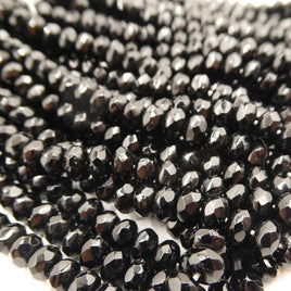 Czech Faceted Rondelle 4x7mm Jet Black