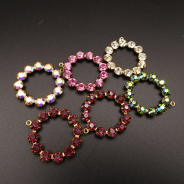 Swarovski Rhinestone Hoop Pendant with loop 25mm Floral Mix