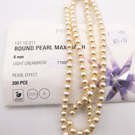 Preciosa Round Pearl Maxima 6mm Pearl Effect Light Creamrose