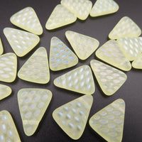 Czech Glass Triangle Beads 20x12mm Transparent Yellow Matte AB Pattern Uranium